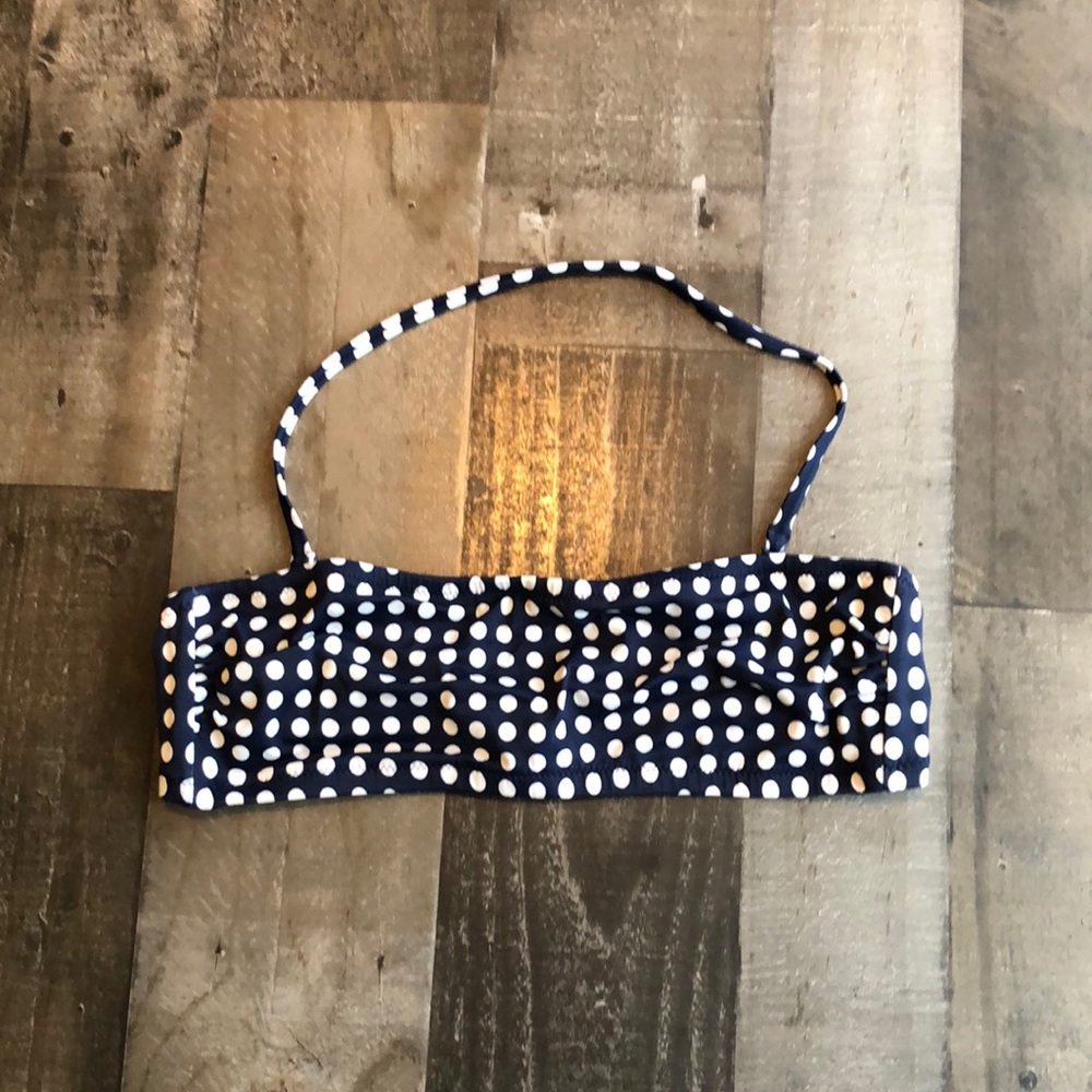 J. Crew Navy and White Polka Dot Bikini Top